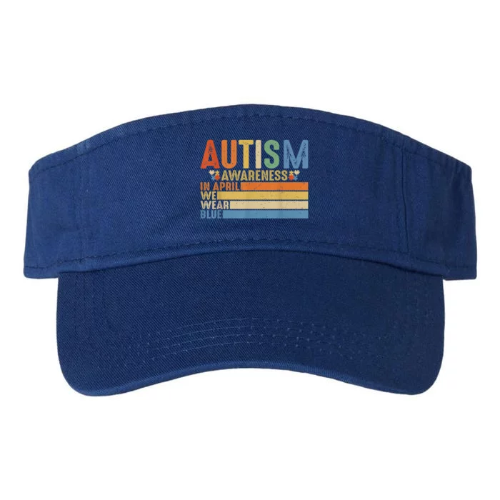 Retro IN APRIL WE WEAR BLUE Puzzle Autism Awareness Month Valucap Bio-Washed Visor