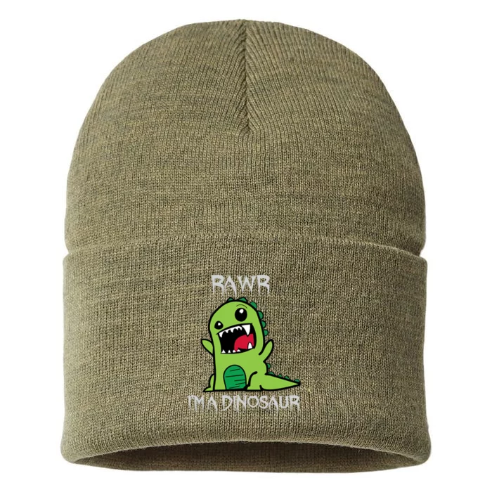 Rawr IM A Dinosaur Cartoon Trex Monster Sustainable Knit Beanie