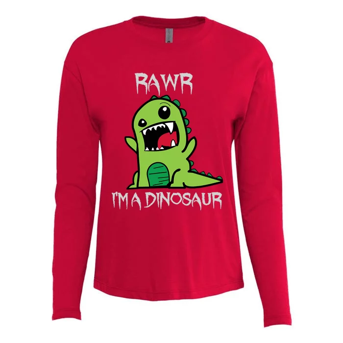 Rawr IM A Dinosaur Cartoon Trex Monster Womens Cotton Relaxed Long Sleeve T-Shirt