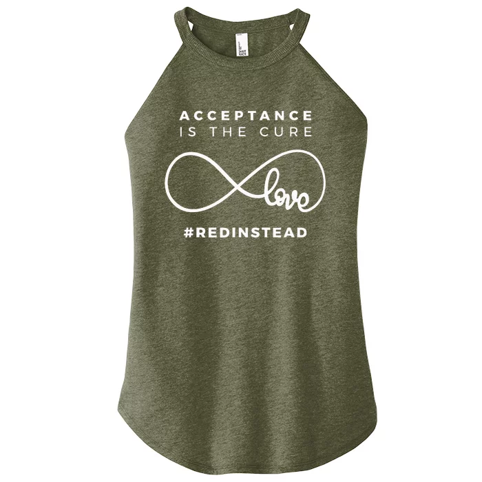 Red Instead Acceptance Of Autism Women’s Perfect Tri Rocker Tank