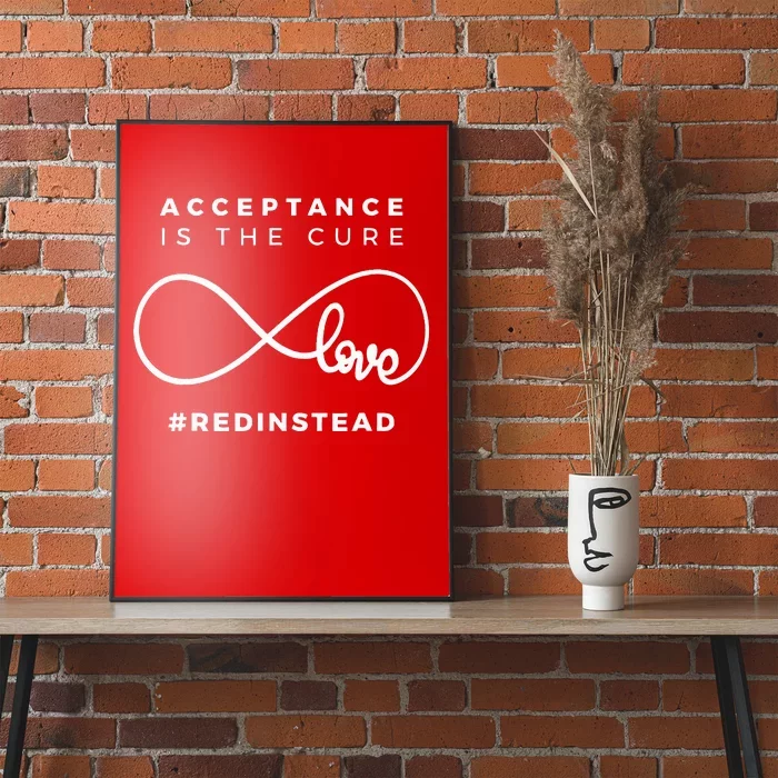 Red Instead Acceptance Of Autism Poster