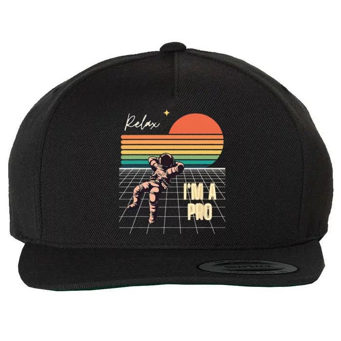 Relax Im A Pro Featuring Astronaut In Retro Space Wool Snapback Cap