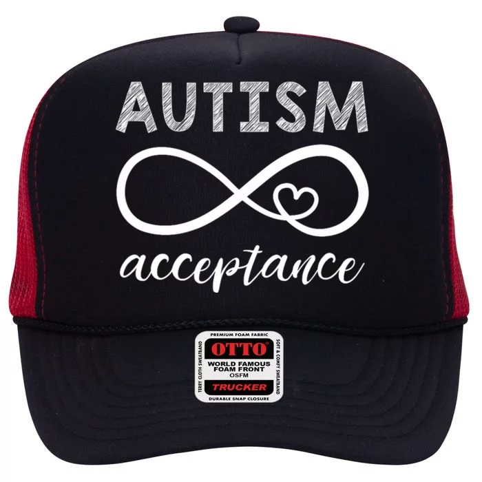 Red Instead Autism Autism Acceptance High Crown Mesh Trucker Hat