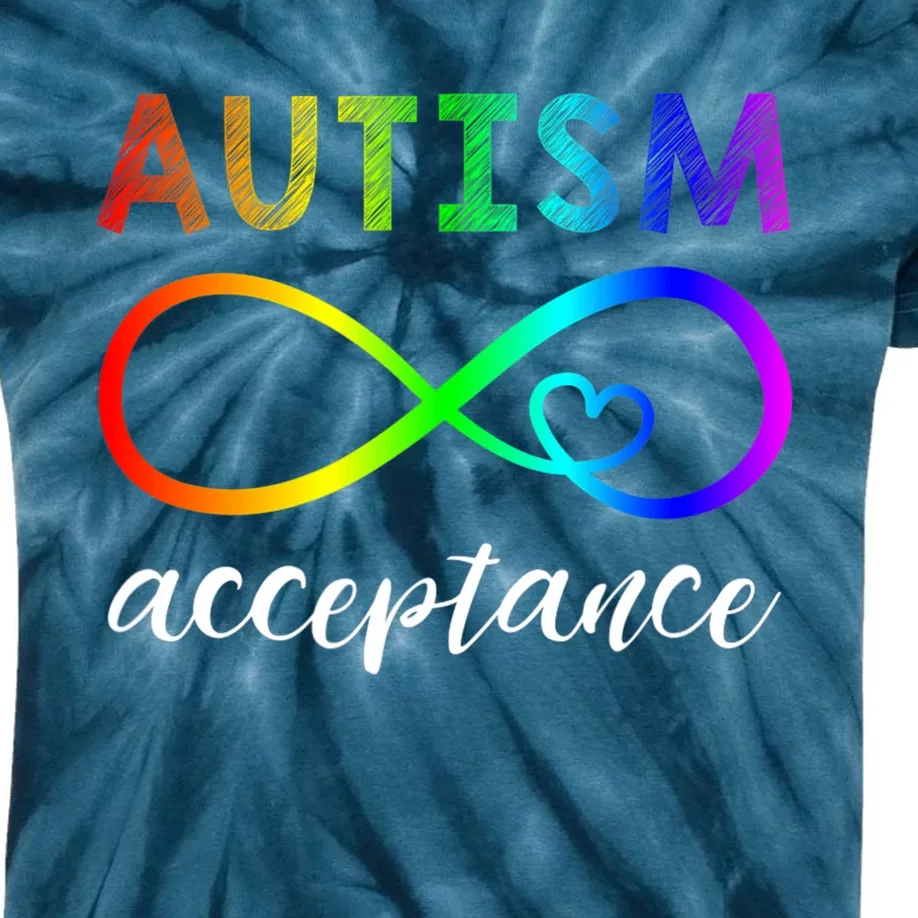 Red Instead Autism Cute Autism Acceptance Kids Tie-Dye T-Shirt