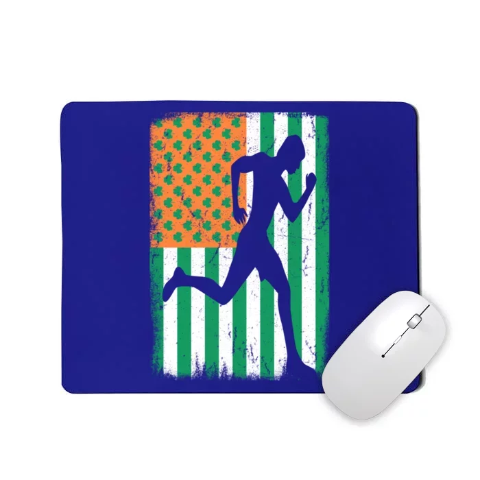 Running Irish American Flag St Patrick's Day Marathon Runner Funny Gift Mousepad