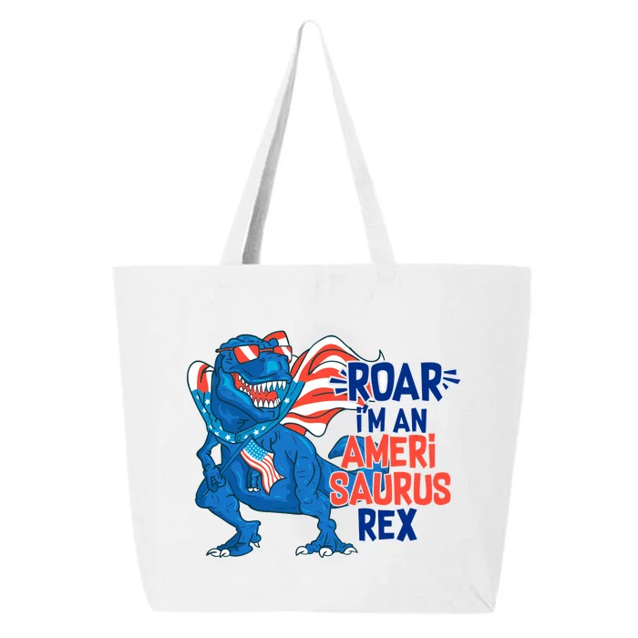 Roar Im An Amerisaurus Rex Dinosaur 4th Of July Patriotic Funny 25L Jumbo Tote