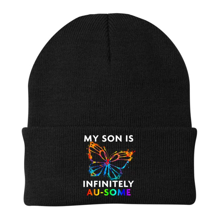 Red Instead Autism My Son Is Ausome Butterfly Knit Cap Winter Beanie