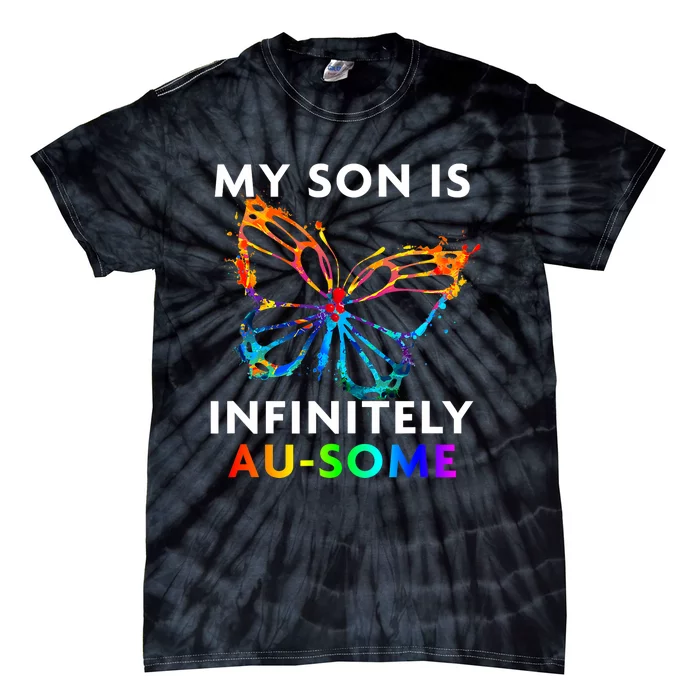 Red Instead Autism My Son Is Ausome Butterfly Tie-Dye T-Shirt