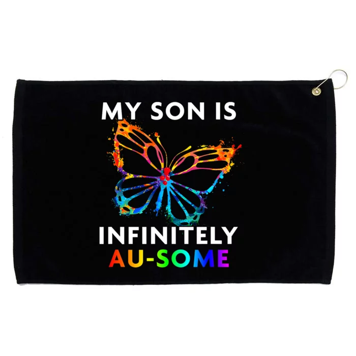 Red Instead Autism My Son Is Ausome Butterfly Grommeted Golf Towel