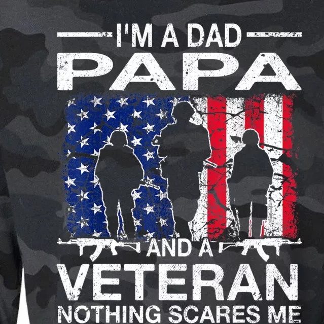 Retro I'm A Dad Papa And Veteran Usa Flag Father Day Grandpa Gift Cropped Pullover Crew