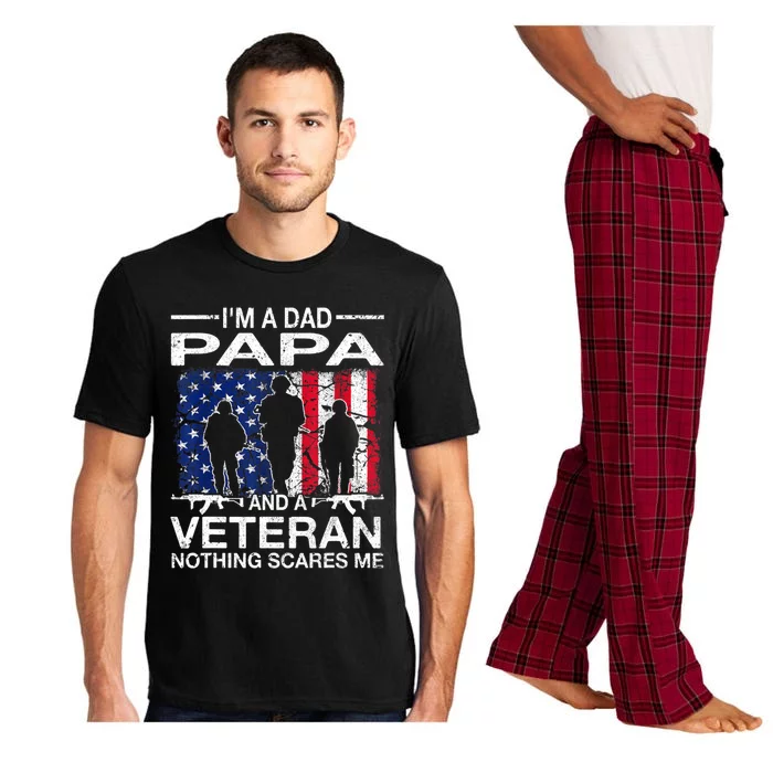 Retro I'm A Dad Papa And Veteran Usa Flag Father Day Grandpa Gift Pajama Set