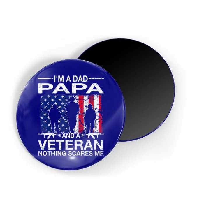 Retro I'm A Dad Papa And Veteran Usa Flag Father Day Grandpa Gift Magnet