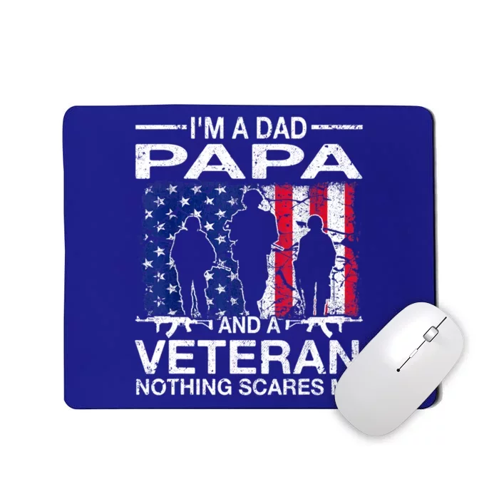 Retro I'm A Dad Papa And Veteran Usa Flag Father Day Grandpa Gift Mousepad