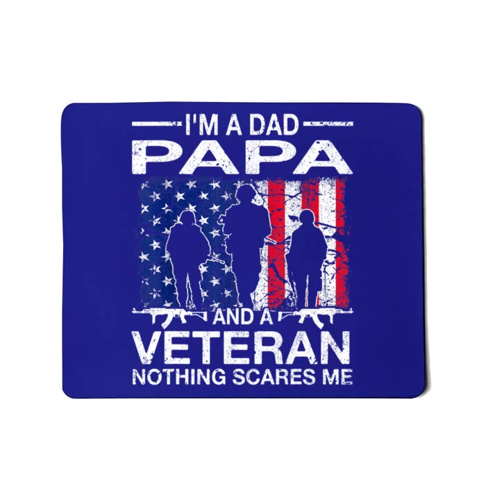 Retro I'm A Dad Papa And Veteran Usa Flag Father Day Grandpa Gift Mousepad