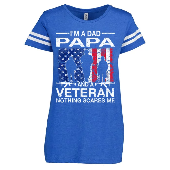 Retro I'm A Dad Papa And Veteran Usa Flag Father Day Grandpa Gift Enza Ladies Jersey Football T-Shirt