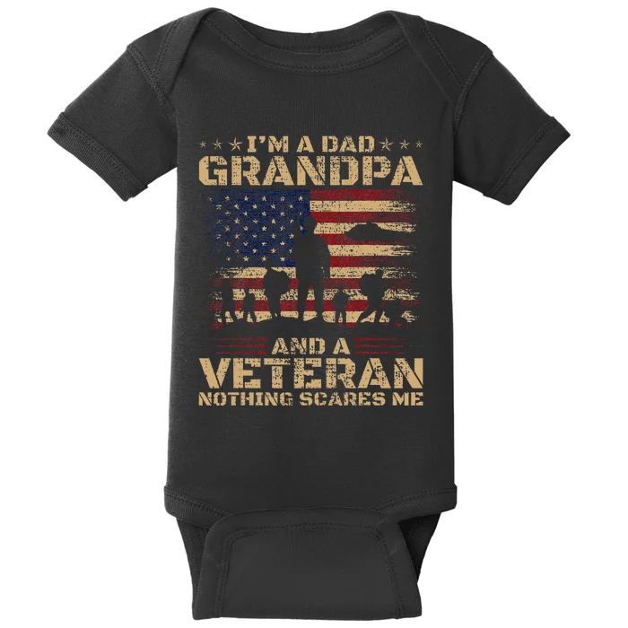 Retro I'm A Dad Grandpa And Veteran Fathers Day Grandpa Papa Baby Bodysuit