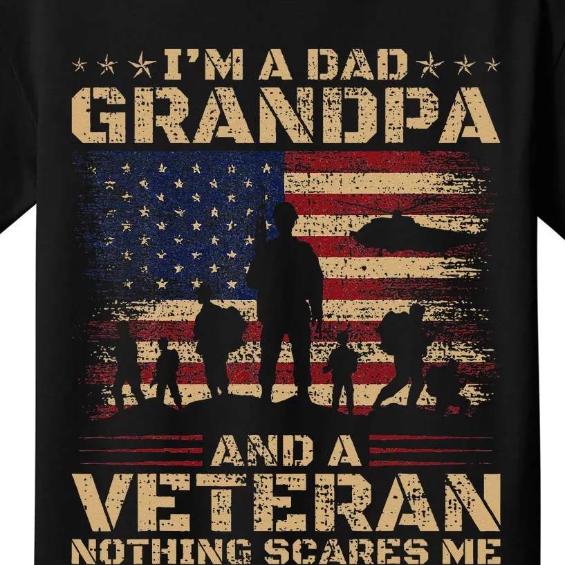 Retro I'm A Dad Grandpa And Veteran Fathers Day Grandpa Papa Kids T-Shirt