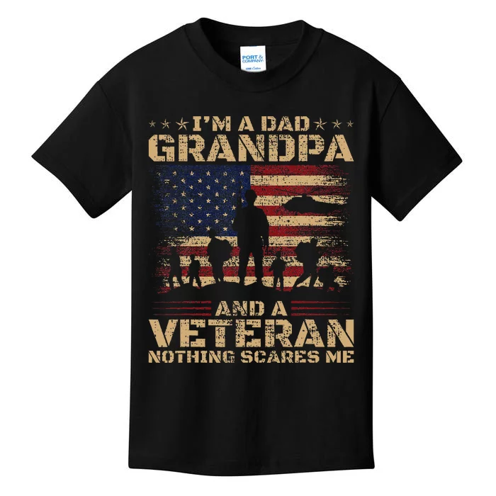 Retro I'm A Dad Grandpa And Veteran Fathers Day Grandpa Papa Kids T-Shirt