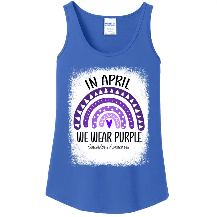 Rainbow In April We Wear Purple Sarcoidosis Awareness Month Gift Ladies Essential Tank