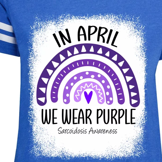 Rainbow In April We Wear Purple Sarcoidosis Awareness Month Gift Enza Ladies Jersey Football T-Shirt