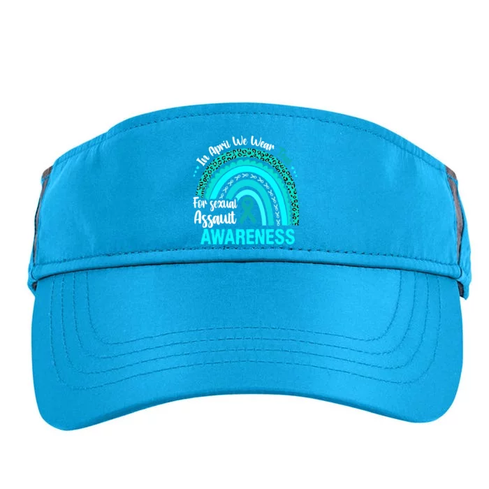 Rainbow In April We Wear Teal Sexual Assault Awareness Gift Adult Drive Performance Visor