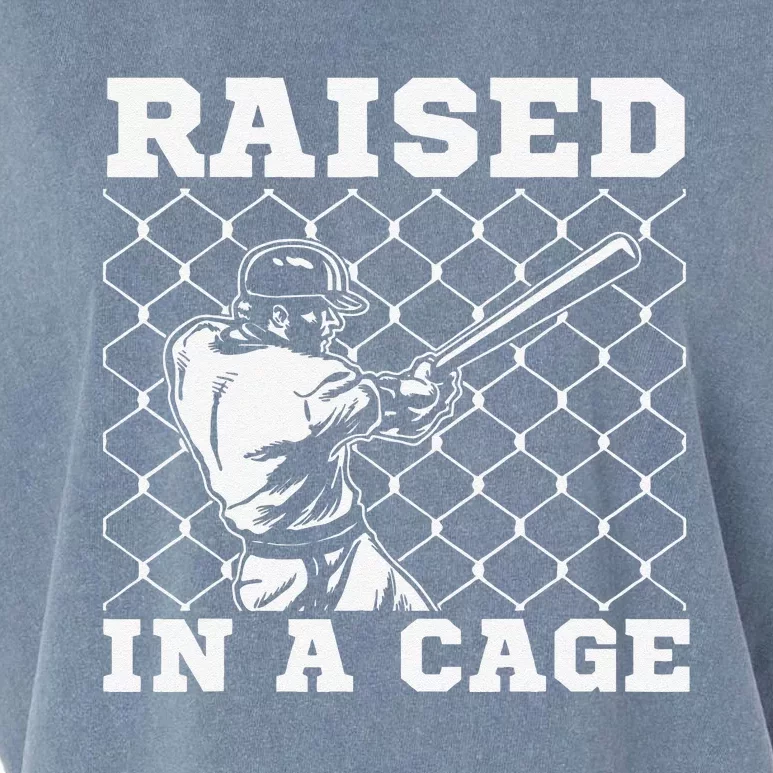 Raised In A Cage Baseball Training Batter Catcher Garment-Dyed Women's Muscle Tee