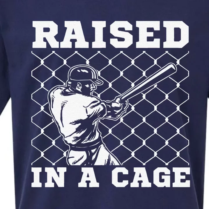 Raised In A Cage Baseball Training Batter Catcher Sueded Cloud Jersey T-Shirt