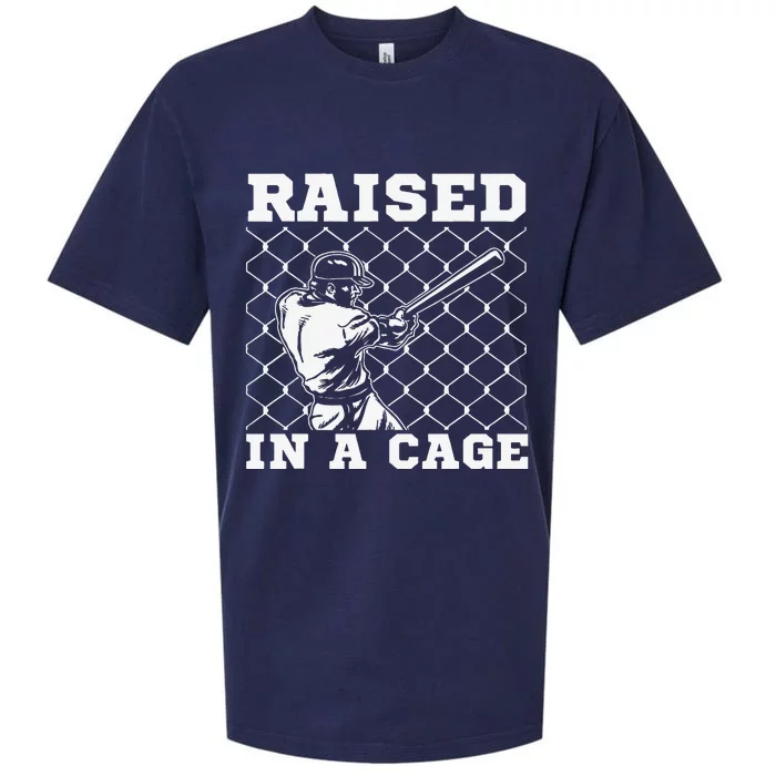 Raised In A Cage Baseball Training Batter Catcher Sueded Cloud Jersey T-Shirt