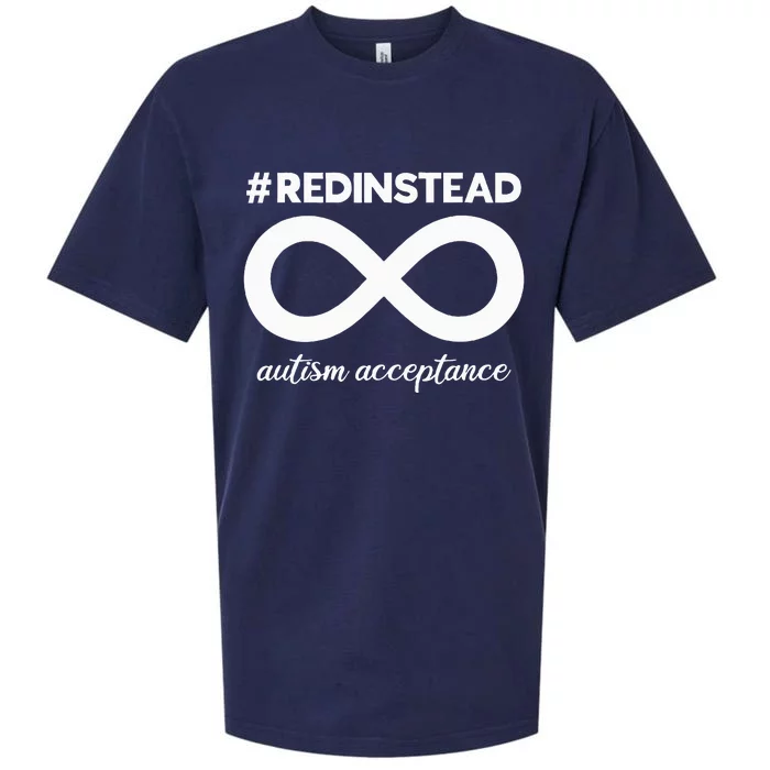 Red Instead Acceptance Of Autism Autistic Sueded Cloud Jersey T-Shirt