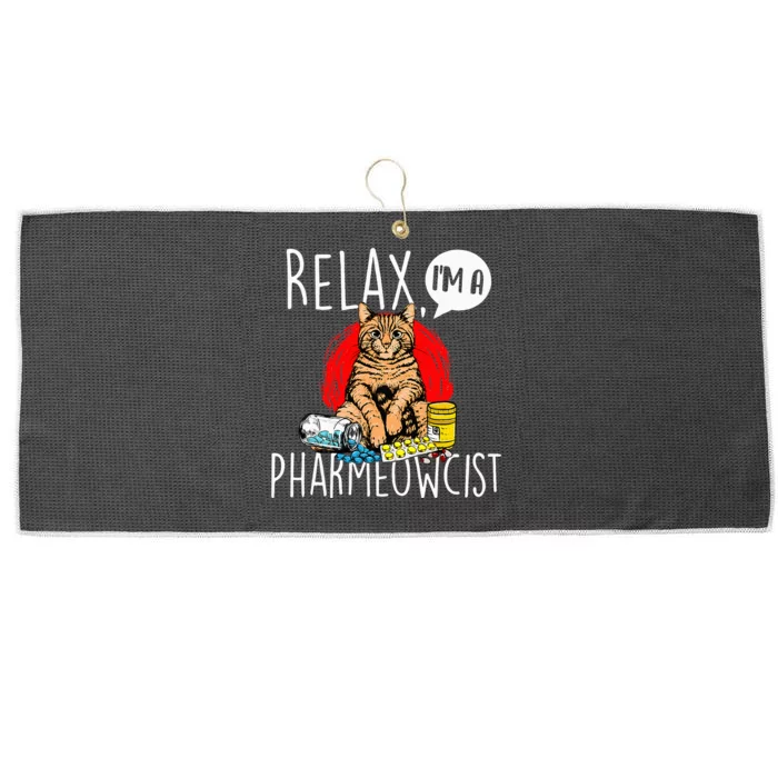 Relax I'm A Pharmeowcist Pharmacist Cat Lover Pharmacology Large Microfiber Waffle Golf Towel