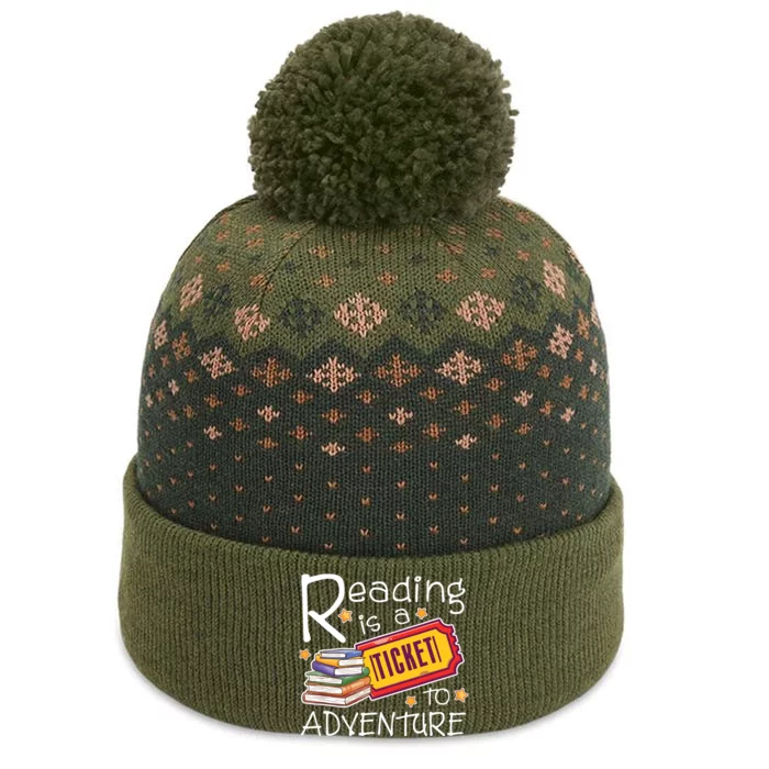 Reading Is A Ticket To Adventure Reading The Baniff Cuffed Pom Beanie