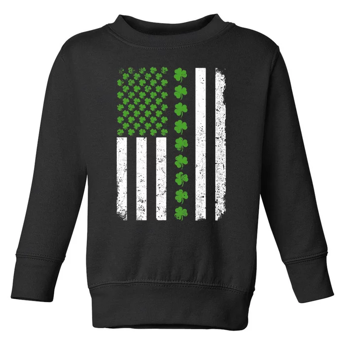 Retro Irish American Flag Distressed Flag St. Patrick's Day Toddler Sweatshirt