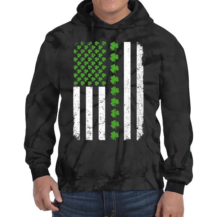 Retro Irish American Flag Distressed Flag St. Patrick's Day Tie Dye Hoodie