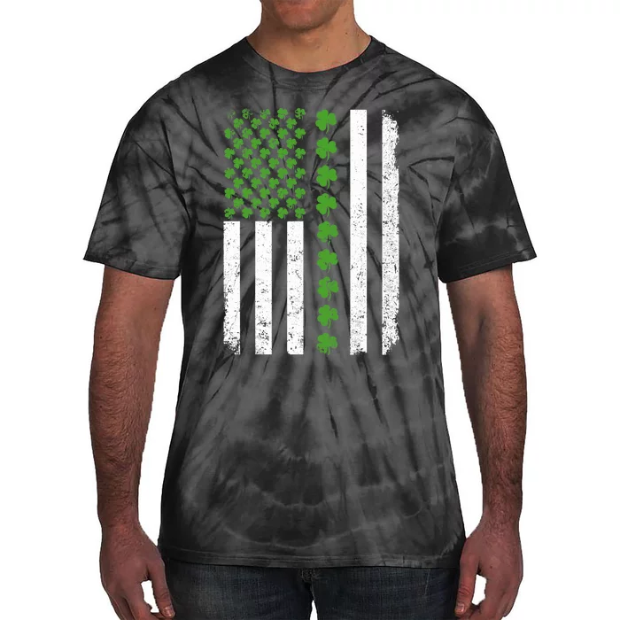 Retro Irish American Flag Distressed Flag St. Patrick's Day Tie-Dye T-Shirt