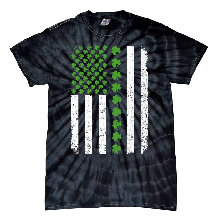 Retro Irish American Flag Distressed Flag St. Patrick's Day Tie-Dye T-Shirt