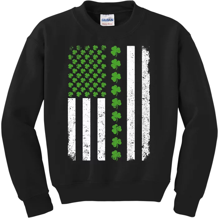 Retro Irish American Flag Distressed Flag St. Patrick's Day Kids Sweatshirt