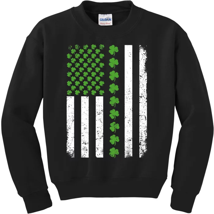 Retro Irish American Flag Distressed Flag St. Patrick's Day Kids Sweatshirt