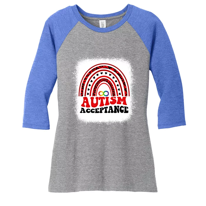 Red Instead Autism Awareness Acceptance Education Teacher Gift Women's Tri-Blend 3/4-Sleeve Raglan Shirt