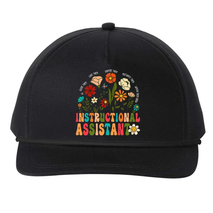 Retro Instructional Assistant Wildflowers Teacher Aide Snapback Five-Panel Rope Hat