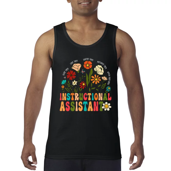 Retro Instructional Assistant Wildflowers Teacher Aide Tank Top