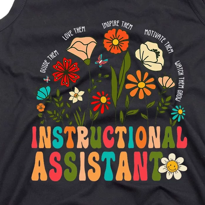 Retro Instructional Assistant Wildflowers Teacher Aide Tank Top