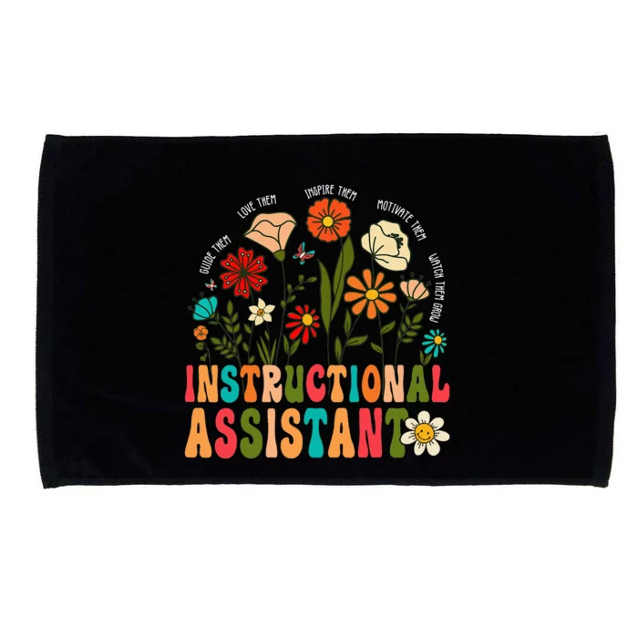 Retro Instructional Assistant Wildflowers Teacher Aide Microfiber Hand Towel