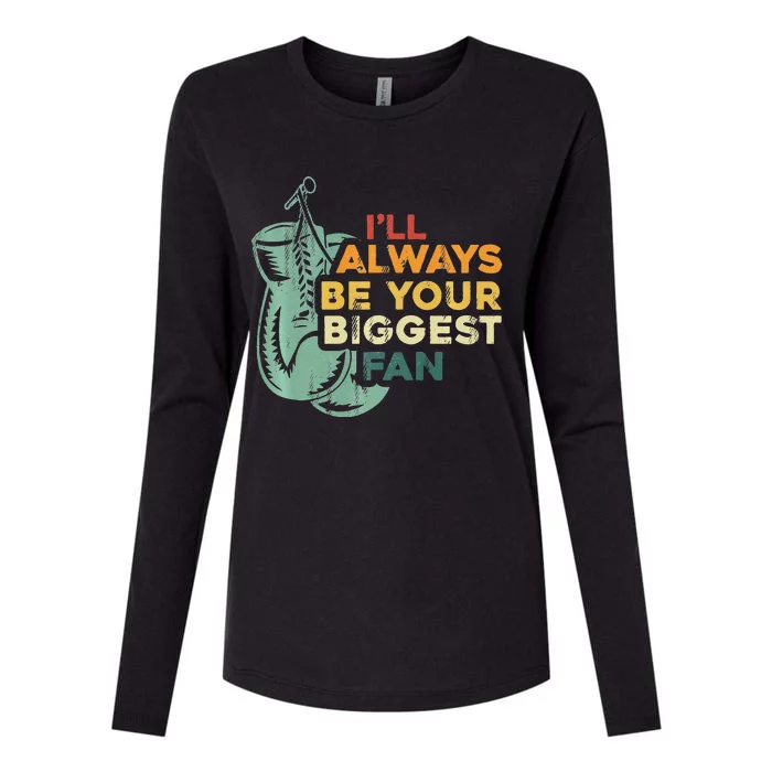 Retro I'll Always Be Your Biggest Fan Vintage Boxing Womens Cotton Relaxed Long Sleeve T-Shirt