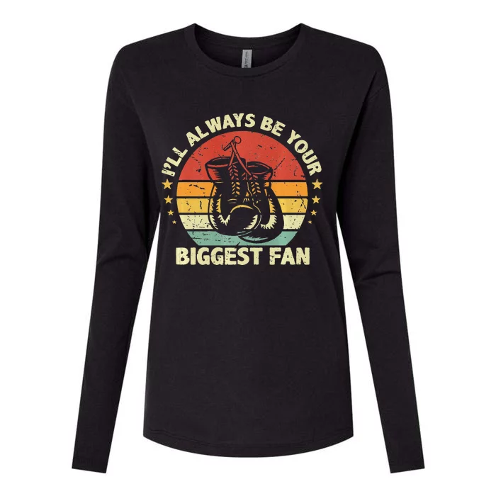 Retro I'll Always Be Your Biggest Fan Vintage Boxing Womens Cotton Relaxed Long Sleeve T-Shirt