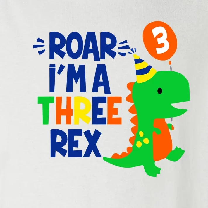 Roar I'm A Three Rex Dinosaur 3rd Birthday Boy 3 Years Bday Toddler Long Sleeve Shirt