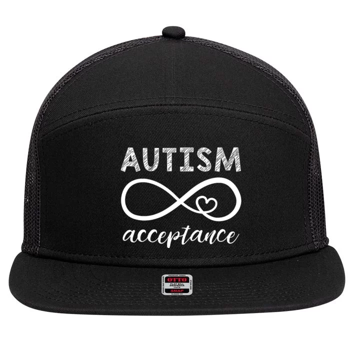 Red Instead Autism Acceptance 7 Panel Mesh Trucker Snapback Hat