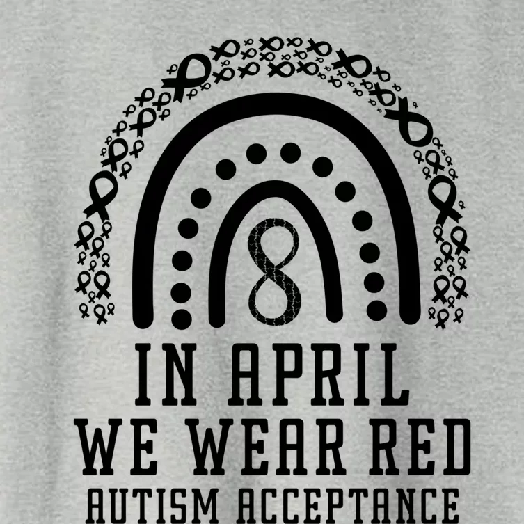 Rainbow In April We Wear Red Autism Awareness Acceptance Gift Women's Crop Top Tee