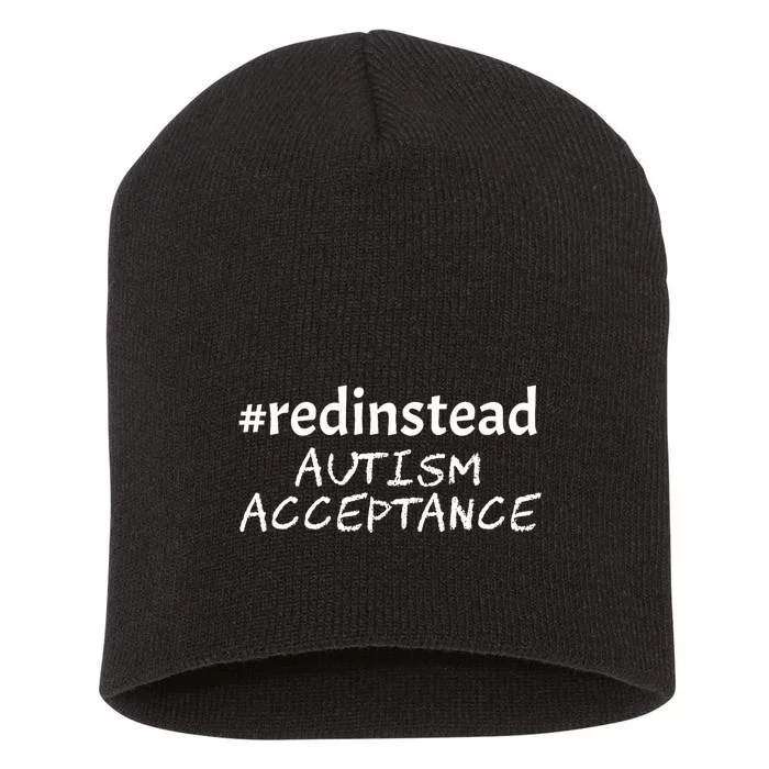 Red Instead Autism Acceptance Celebrate Difference Short Acrylic Beanie