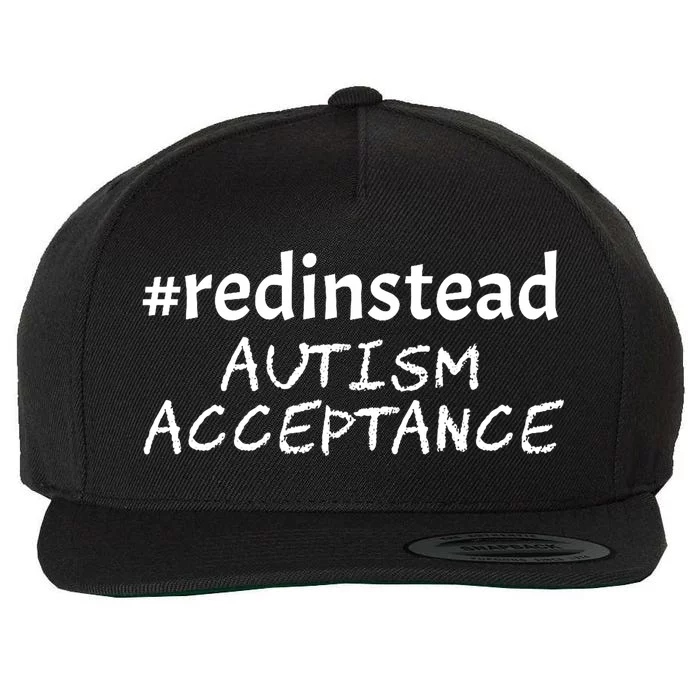 Red Instead Autism Acceptance Celebrate Difference Wool Snapback Cap