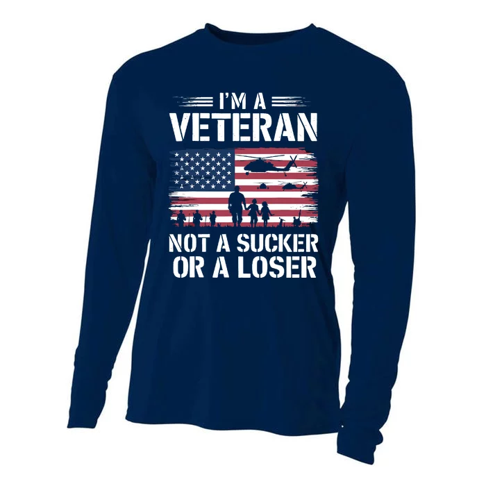 Retro IM A Veteran Not A Sucker Or A Loser Veterans Day Cooling Performance Long Sleeve Crew